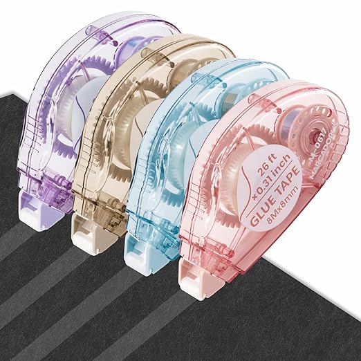Glue Tape for Scrapbooking, Scrapbook Tape 4 Pcs, Double Sided Tape Roller for Crafts, 26 Ft x 0.31 In Tape Runner, Junk Journal Supplies, Scrapbook Supplies & Craft, Photo, Card Making Supplies.