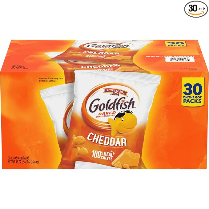 Goldfish Cheddar Crackers, 1.5 oz. Snack Packs, 30 Count