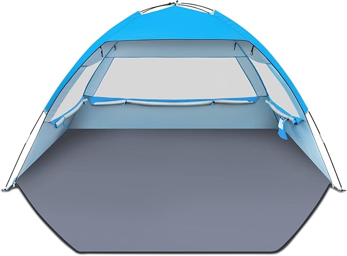 Gorich Beach Tent Sun Shelter for 3/4/6/8/10 Person with UPF 50＋ UV Protection, Lightweight & Easy Setup Beach Shade Canopy, Portable Beach Shade Tent Beach Cabana