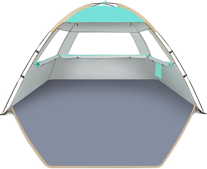 Gorich Beach Tent Sun Shelter for 3/4/6/8/10 Person with UPF 50＋ UV Protection, Lightweight & Easy Setup Beach Shade Canopy, Portable Beach Shade Tent Beach Cabana