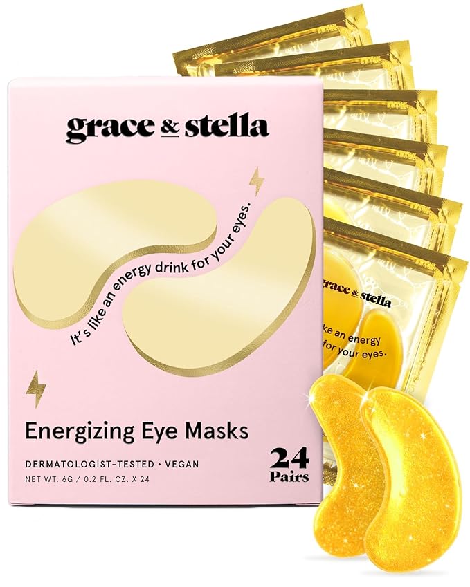 grace & stella Award Winning Under Eye Mask - Birthday Gifts for Women - Gel Eye Patches for Dark Circles, Puffy Eyes, Undereye Bags - Gifts for Mom - Vegan Self Care (24 Pairs, Gold)