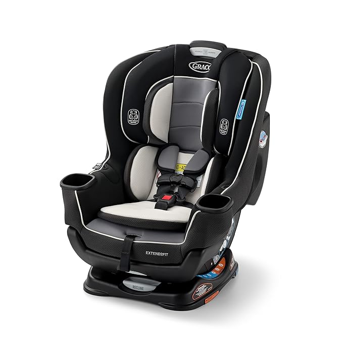 Graco Extend2Fit Convertible Car Seat, Rear and Forward Facing Car Seat with Adjustable Extension Panel for Extra Legroom, Great Gift for Baby Shower or Baby Registry, Gotham