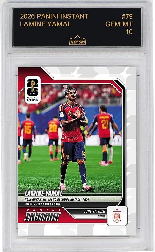 Graded 2026 Panini Instant FIFA World Cup Lamine Yamal #79 Heir Apparent Opens Account Royally Fast Spain Soccer Card HOFSM 10 Gem Mint