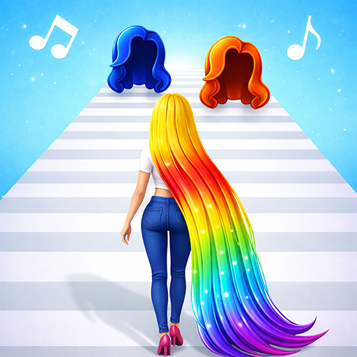 Hair Run Challenge Dancing Hair Survival Games - Fashion Girl Hair Dress Up Game 2026
