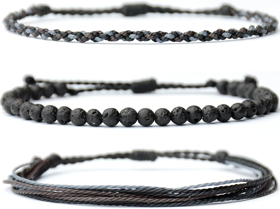 Handmade Natural Stone Beaded Healing Bracelet Gift for Men Adjustable Rope String Bracelet