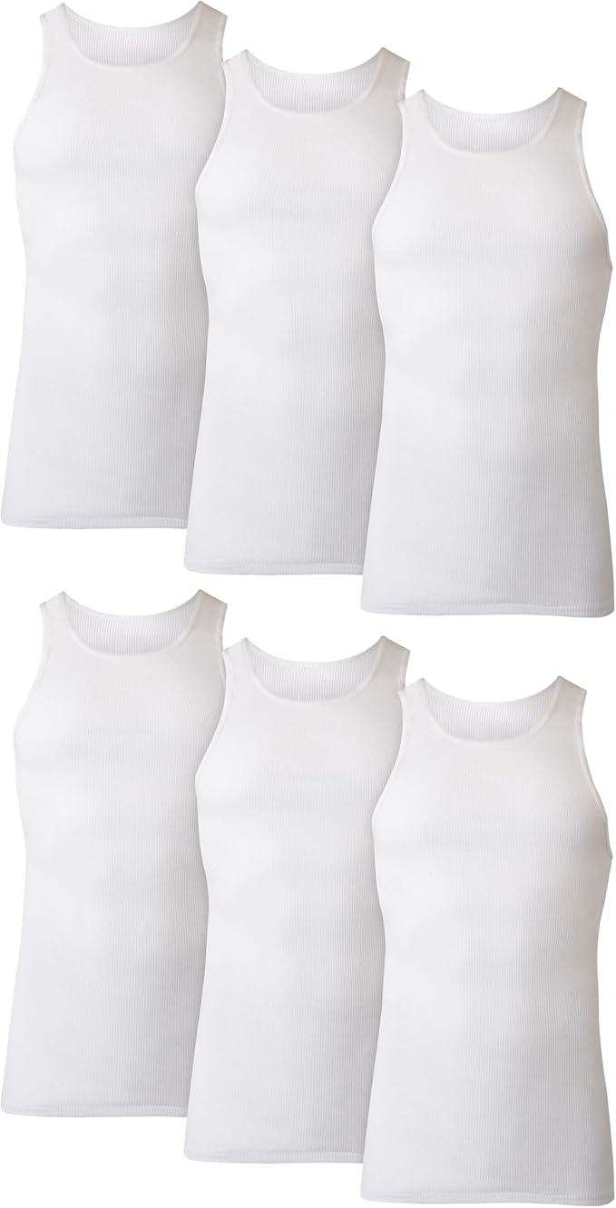 Hanes Men's Tank Undershirt Pack, Cotton Tank Undershirt, Moisture-Wicking, Breathable, White or Grey/Black, Multi-Pack