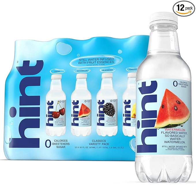 Hint Infused Bottled, Best Sellers Variety Pack - Sugar Free Flavored with Zero Calories, Natural Essences, and No Artificial Sweeteners - 16 Fl Oz (Pack of 12)