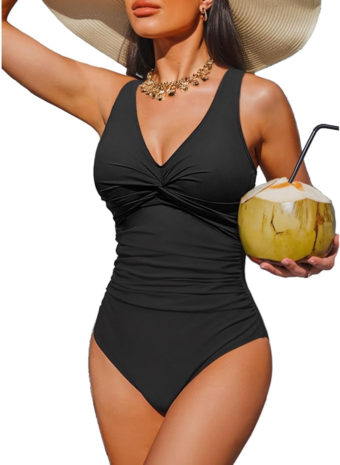 Holipick Women Tummy Control One Piece Swimsuit - Push Up Bathing Suit Full Coverage Slimming Swimwear