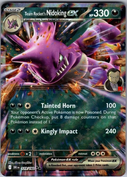 Holofoil Team Rocket's Nidoking ex 119/182 - SV10: Destined Rivals by Pokemon