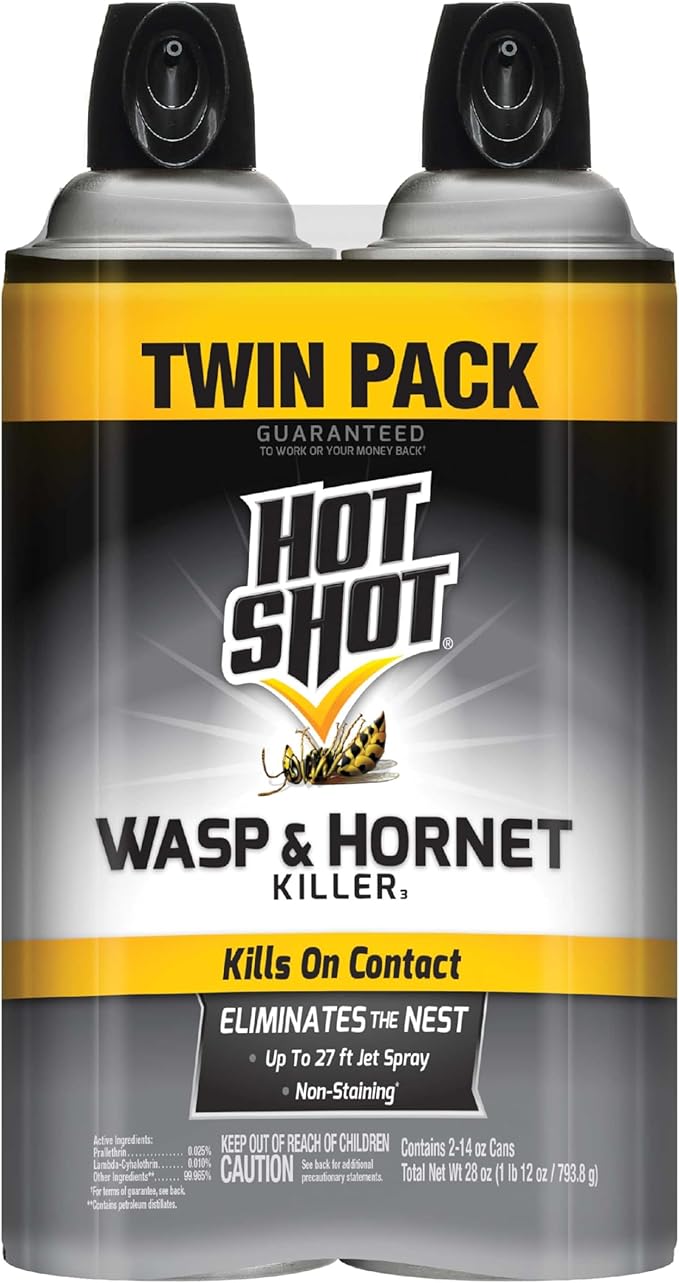 Hot Shot Wasp and Hornet Killer Aerosol, Up to 27-Foot Jet Spray, 14 Ounces, 2 Pack