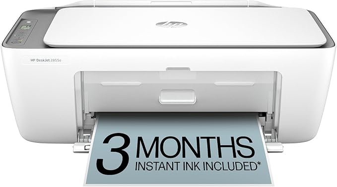 HP DeskJet 2855e Wireless All-in-One Color Inkjet Printer, Scanner, Copier, Best-for-home, 3 month Instant Ink trial included. This printer is only 2.4 ghz capable. (588S5A)