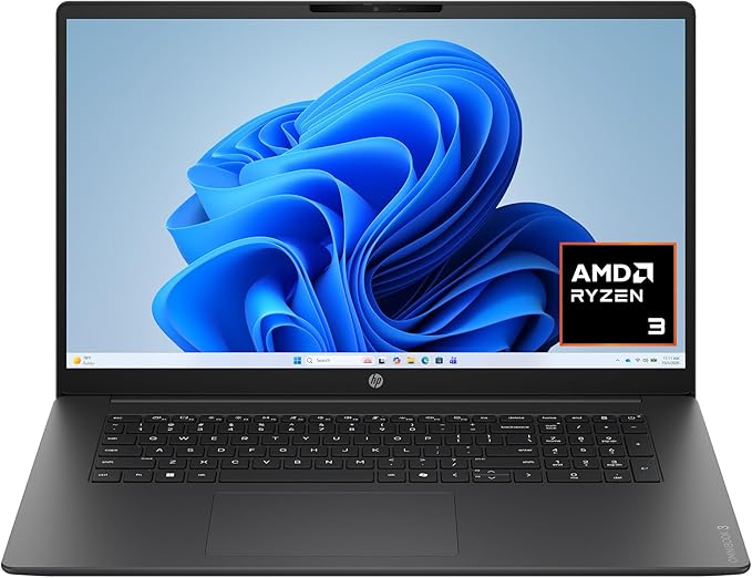 HP OmniBook 3 17.3 inch Laptop PC, FHD Display, AMD Ryzen 3 30, 8 GB RAM, 512 GB SSD, AMD Radeon 610M Graphics, Windows 11 Home, Mica Silver, 17-dp0199nr
