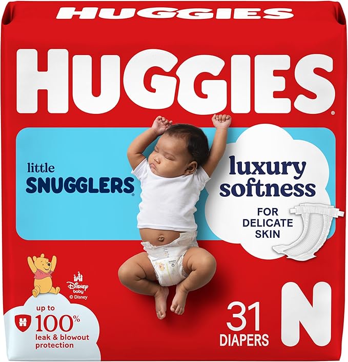 Huggies Size Newborn Diapers, Little Snugglers Baby Diapers, Size Newborn (up to 10 lbs), 31 Count, Packaging May Vary