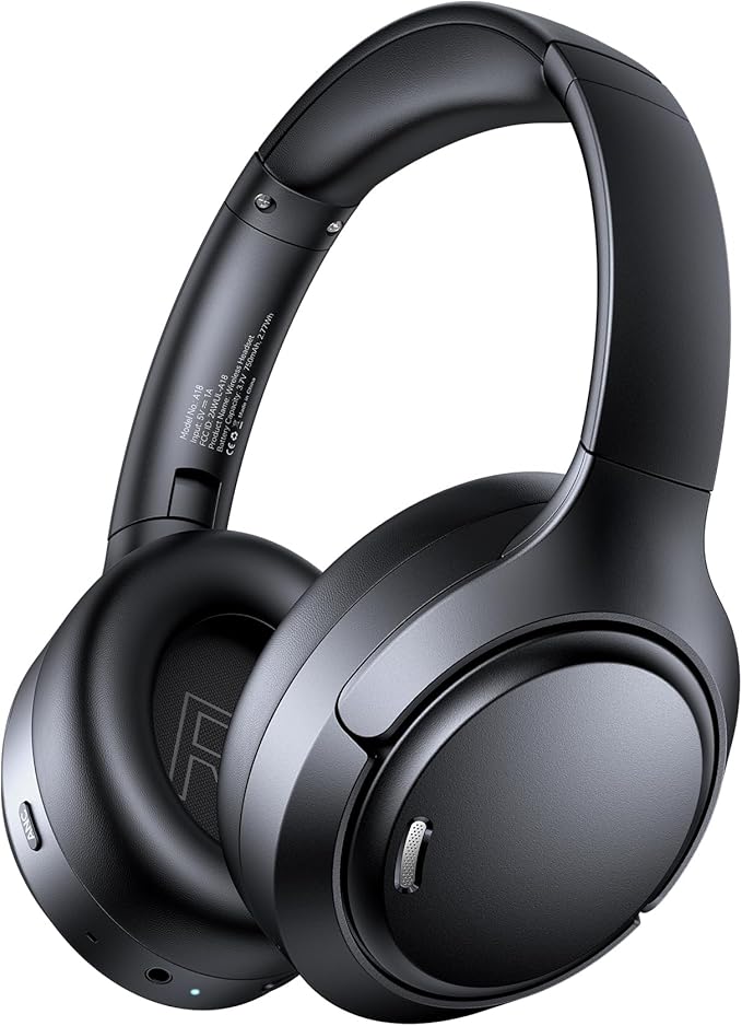 Hybrid Active Noise Cancelling Bluetooth 6.0 Headphones 120H Long Playtime, 6 ENC Mic, Over Ear Headphones Wireless, Hi-Res Audio, Memory Foam Earcup, Transparency Mode ANC Headphone for Travel Office
