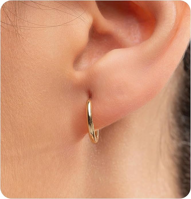Hypoallergenic G23 Titanium Hoop Earrings for Women & Men-8mm 10mm 12mm Small Silver Gold Black Huggie Hoops,Cartilage & Helix Sleeper Earrings for Sensitive Skin