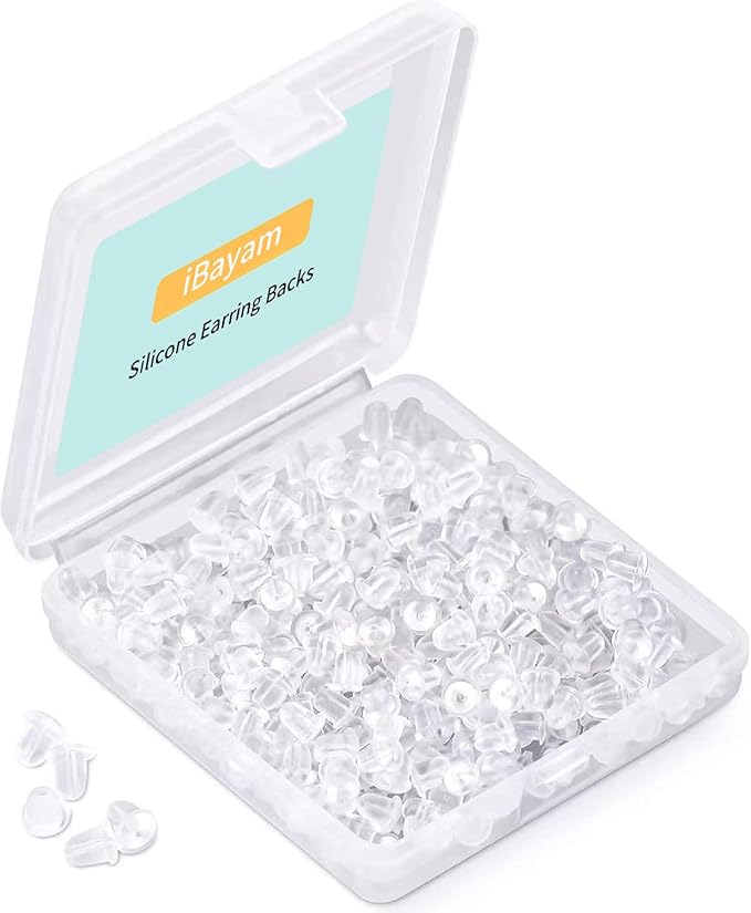iBayam Silicone Earring Backs Earring Backings 1200 Pcs Soft Clear Ear Safety Back Pads Backstops Clutch Stopper Replacement for Fish Hook Earring Studs Hoops, Diameter 4mm
