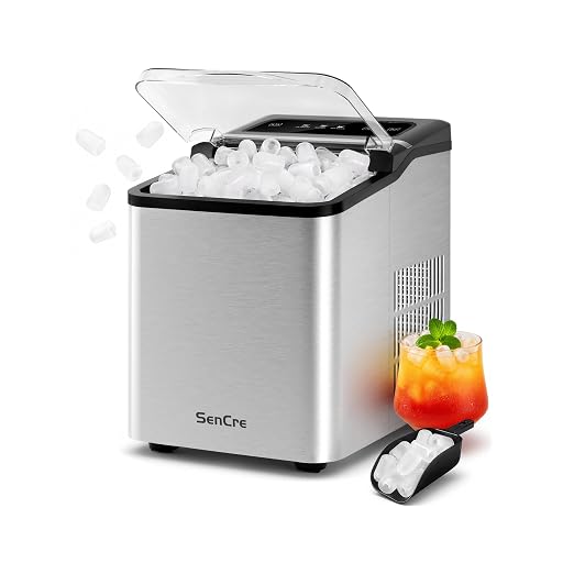 Ice Makers Countertop, 26.5Lbs/24H Ice Machine with 2 Sizes Bullet Ice, 9 Ice Cubes Release in 6 Mins, Self-Cleaning Portable Ice Maker with Ice Scoop and Basket for Home Kitchen Office Bar RV