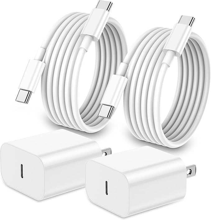 iPhone 17 16 15 Charger Fast Charging,2Pack 20W Apple iPad USB C Wall Chrager Block with 6FT USB C to C Cable for iPhone 17/Pro/Pro Max/17 Air/ 16/16 Pro/16 Pro Max/15/Plus/Pro/Pro Max (White)