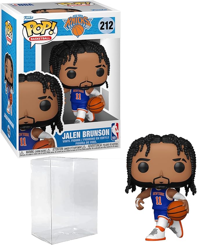 Jalen Brunson #212 Funko POP! Basketball New York Knicks Figurine Bundle with HOFSM Protector Case
