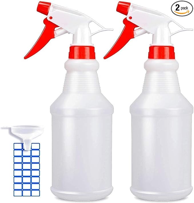JohnBee Empty Spray Bottles (16oz/2Pack) - Adjustable Spray Bottles for Cleaning Solutions - No Leak and Clog - HDPE spray bottle For Plants, Pet, Vinegar, BBQ, and Rubbing Alcohol