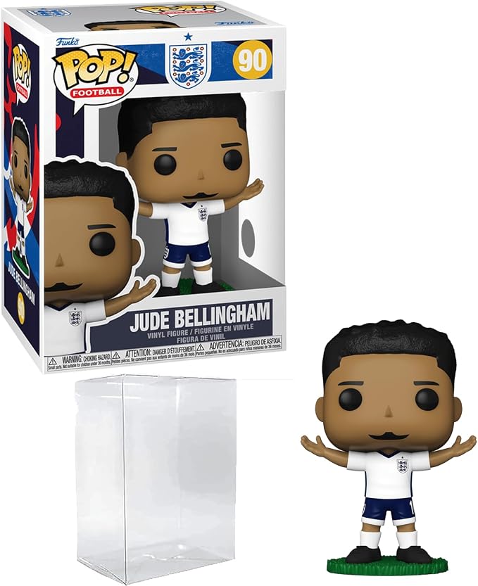 Jude Bellingham #90 Funko POP! Soccer England Figurine Bundle with HOFSM Protector Case
