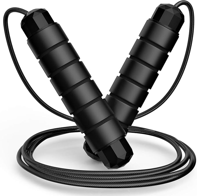 Jump Rope, Tangle-Free Rapid Speed Jumping Rope Cable with Ball Bearings for Women, Men & Kids, Adjustable Steel Jump Rope with Foam Handles for Home Gym Exercise Fitness Workout Equipment & Slim Body