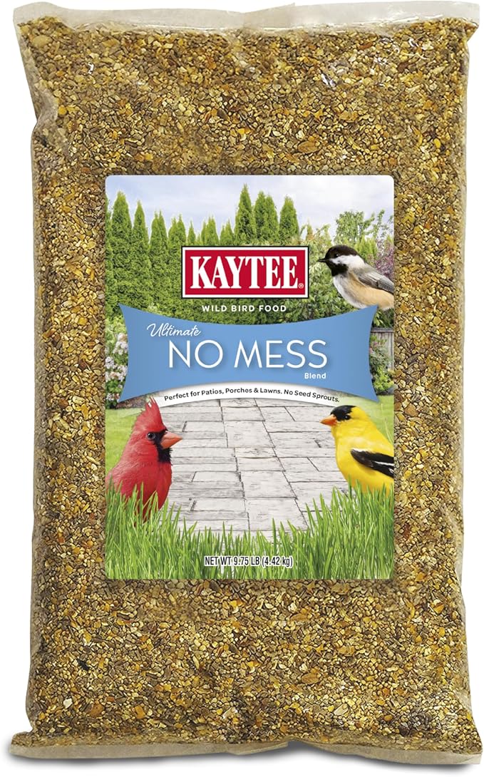 Kaytee Wild Bird Ultimate No Mess Wild Bird Food Seed For Cardinals, Finches, Chickadees, Nuthatches, Woodpeckers, Grosbeaks, Juncos and Other Colorful Songbirds, 9.75 Pound