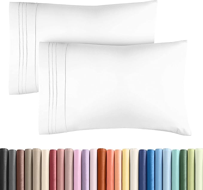 King Pillow Cases Set of 2 - Ultra Soft Hotel Quality Pillowcase Covers - Comfy, Cozy & Wrinkle Free - Shrinkage, Stain and Fade Resistant - Machine Washable Pillow Protectors - 2 Piece Set - White