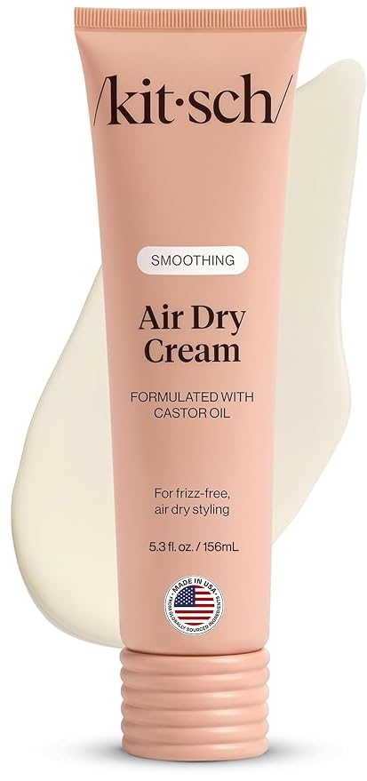 Kitsch Smoothing Air Dry Cream for Hair – Frizz Control Hair Care Product with Castor Oil & Coconut Oil– Weightless Styling Cream- Enhances Natural Texture Appearance | Ideal Gifts for Women– 5.3 oz