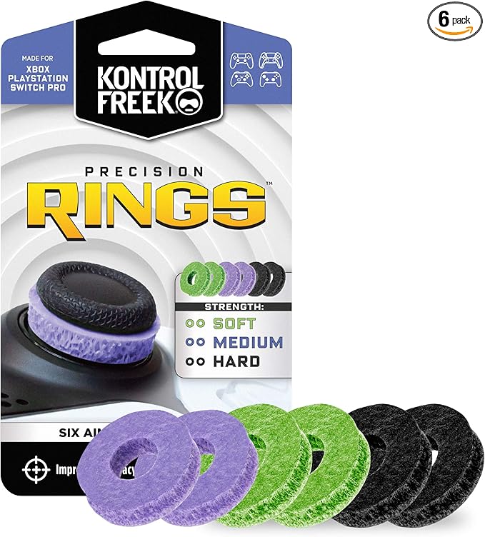 KontrolFreek Precision Rings | Aim Assist Motion Control for PlayStation 4 (PS4), PS5, Xbox One, XBX, Switch Pro & Scuf Controller (Black/Purple/Green)
