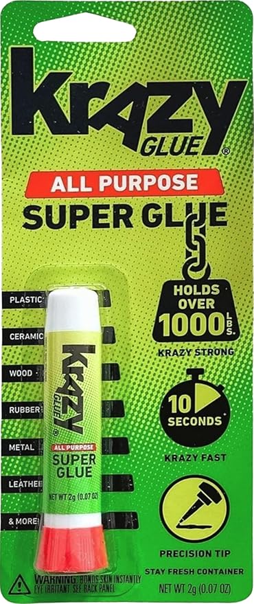 Krazy Glue All Purpose Instant Superglue, 2 g, Extra Strong Bond Adhesive for Wood, Rubber, Glass, Metal, Plastic & Ceramic, Clear, Fast-Drying, Great for Everyday Household Repairs