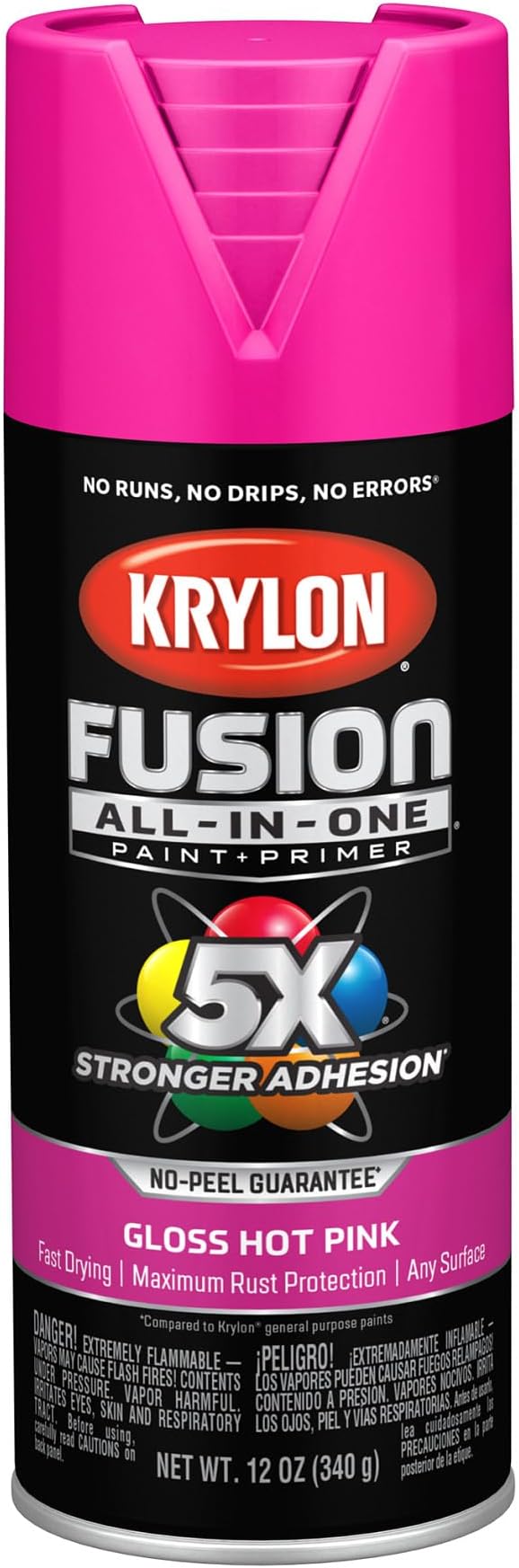 Krylon Fusion All-In-One Adhesive Spray Paint for Indoor/Outdoor Use, 12 oz, Hot Pink