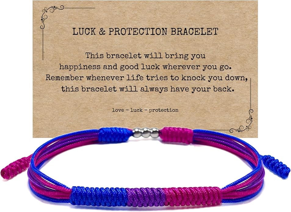 LAMIBEE LGBTQIA Pride, Bisexual, Pansexuality, Asexual, Lesbian, MLM Progress Flag Code Bracelet, Boho Style Rope Women Men Thread for Him Her, Pride Month