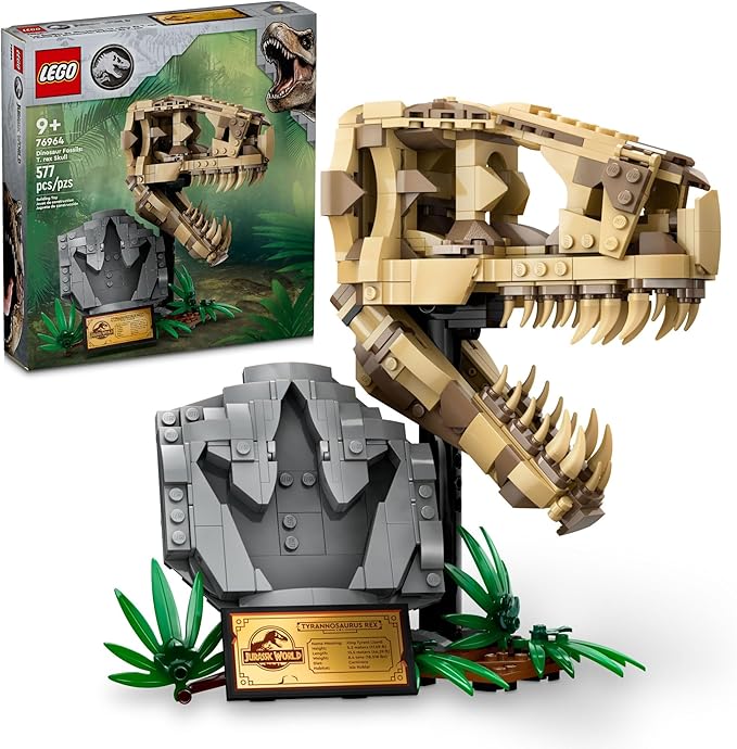 LEGO Jurassic World Dinosaur Fossils: T Rex Skull Building Toy - Dinosaur Toy for Boys & Girls, Ages 9+ Years - Gift for Christmas - Display for Bedroom - 76964