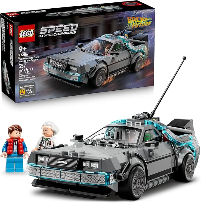 LEGO Speed Champions Time Machine from Back to The Future Building Toy for Kids - Pretend Play & Display Car Toy W/ 2 Build Modes for Boys & Girls, Ages 9+ - Gift for Father's Day - 77256