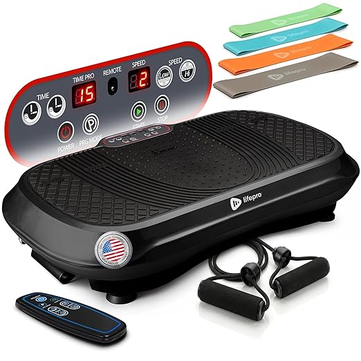 Lifepro Waver Vibration Plate Exercise Machine – High-Intensity Vibration Plate for Lymphatic Drainage – Full-Body Workout Vibrating Platform with Loop Bands – Fitness Equipment for Strength & Toning