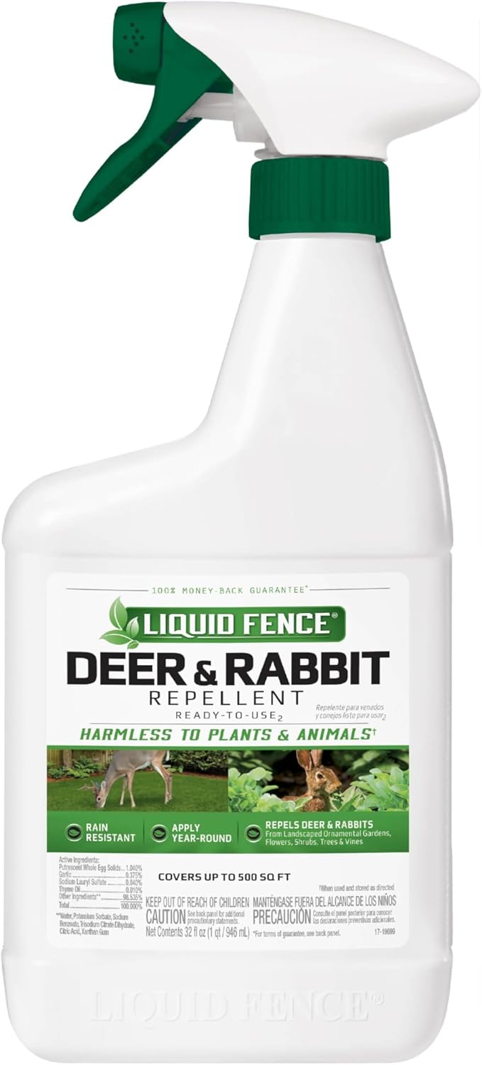 Liquid Fence Deer And Rabbit Repellent Ready-To-Use, Apply Year-Round, 32 Ounces