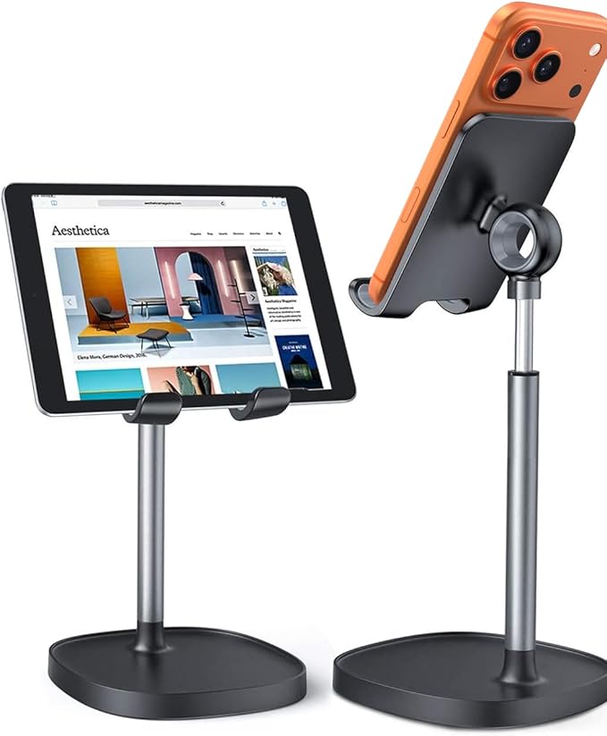 LISEN Cell Phone Stand Phone Holder for Desk Office Decor, Office Desk Accessories Women PC Gaming Essentials iPhone Stand Gadgets Men Gift for Father Fit OtterBox Case Switch iPad Air Tablet 4-10 in