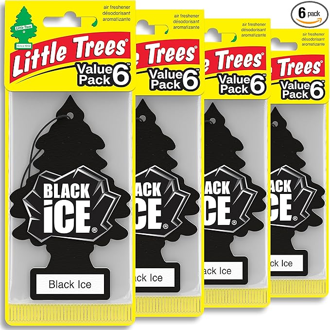LITTLE TREES Car Air Freshener | Hanging Tree Provides Long Lasting Scent for Auto and Home | Black Ice, 24 Air Fresheners