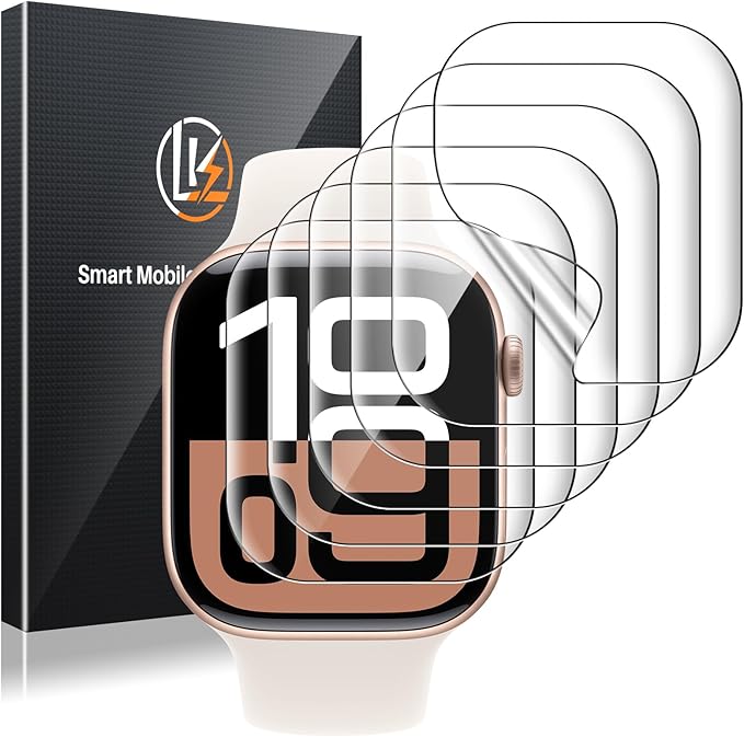 LK 6 Pack for Apple Watch Series 11/ Series 10 Screen Protector 42mm - Anti-Scratch, Self-Healing Soft TPU Screen Protector for Apple Watch 42mm, Bubble Free, HD Transparent, Touch Sensitive