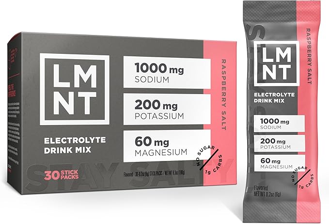LMNT Zero Sugar Electrolytes - Raspberry Salt | Drink Mix | 30-Count
