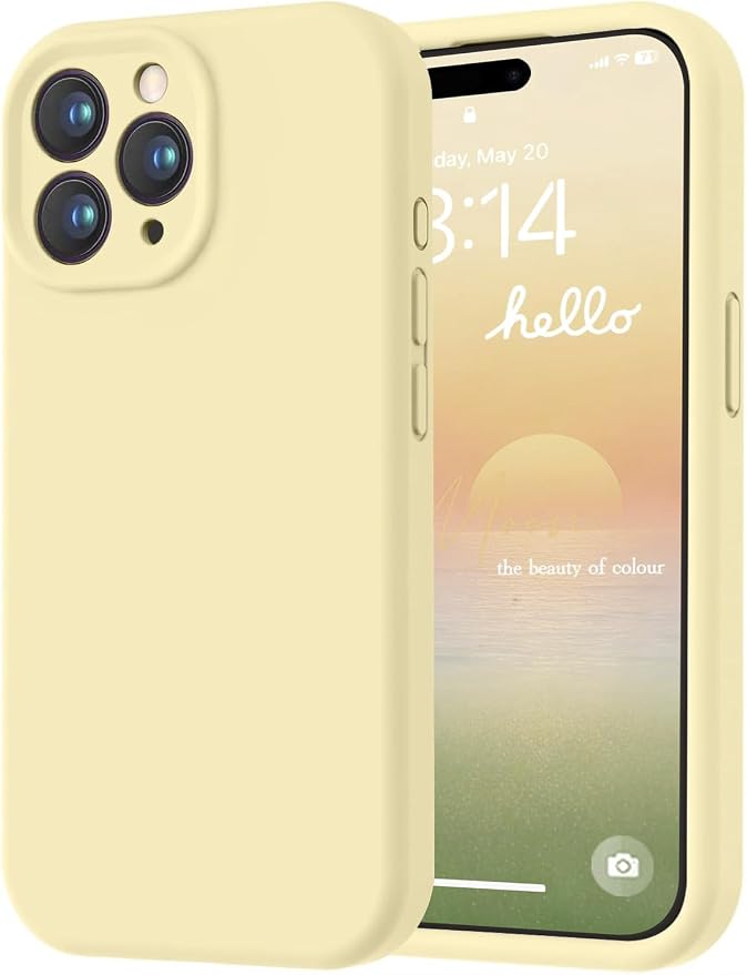 LOVE 3000 Designed for iPhone 15 Pro Max Case, Premium Silicone with [Soft Anti-Scratch Microfiber Lining] Shockproof Protective Phone Case for Men Women Girls 6.7", Creamy Yellow