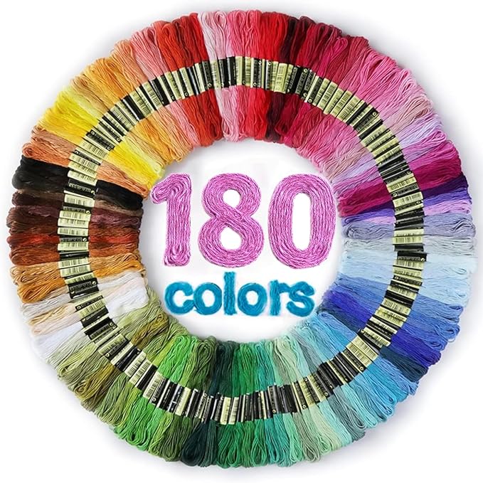 LOVIMAG Embroidery Thread Floss 180p Colors Quilting Thread Skeins Friendship Bracelet String Making Bracelets Cross Stitch Kit Supplies Thin Yarn Sewing Patterns Strings Polyester Crochet Braces Wrap