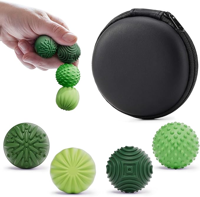 luckdoor Silicone Magnetic Balls Fidget Toys for Adults & Teens,4PCS Stress Relief Sensory Toys for Autism ADHD Anxiety,Fun Textures Gadgets,Office Desk Toy,Stocking Stuffers for Women Men Teen Gift