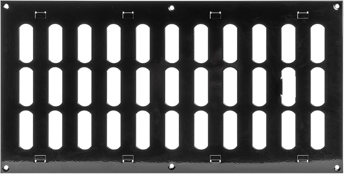 LuftVents 16x8 Inch Black Adjustable HVAC Metal Vent Grille – Galvanized Steel Wall & Ceiling Air Register Cover with Mesh Screen – Indoor & Outdoor Use