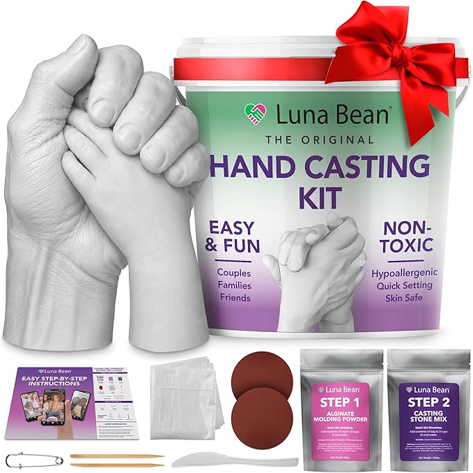 Luna Bean Hand Casting Kit – The Original Hand Mold Kit for Couples – Fathers Day Gift for Dad - Anniversary Engagement Birthday Gifts for Women Men Mom Wife Boyfriend Girlfriend Wedding Bridal Shower
