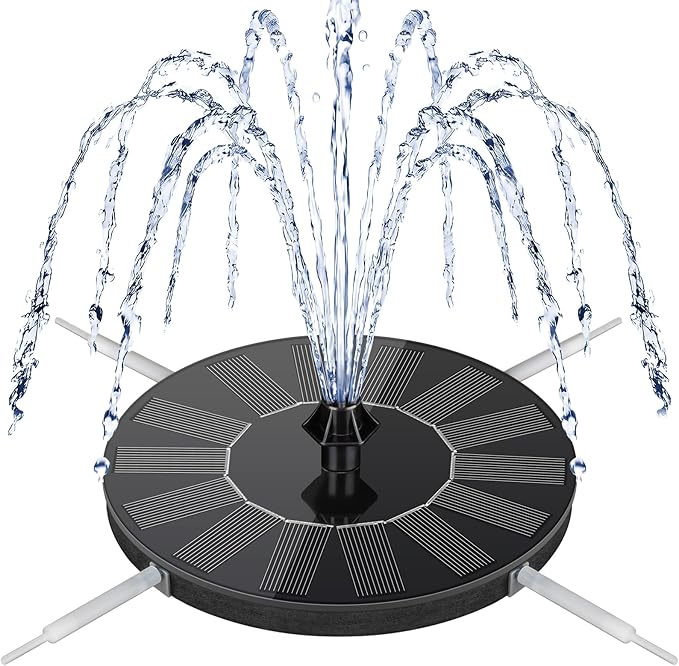 Mademax Solar Bird Bath Fountains, Upgrade 1.4W Solar Fountain Pump with 8 Nozzles & 4 Brackets, Free Standing Floating Solar Powered Water Fountain Pump for Bird Bath, Garden, Pond, Pool, Outdoor