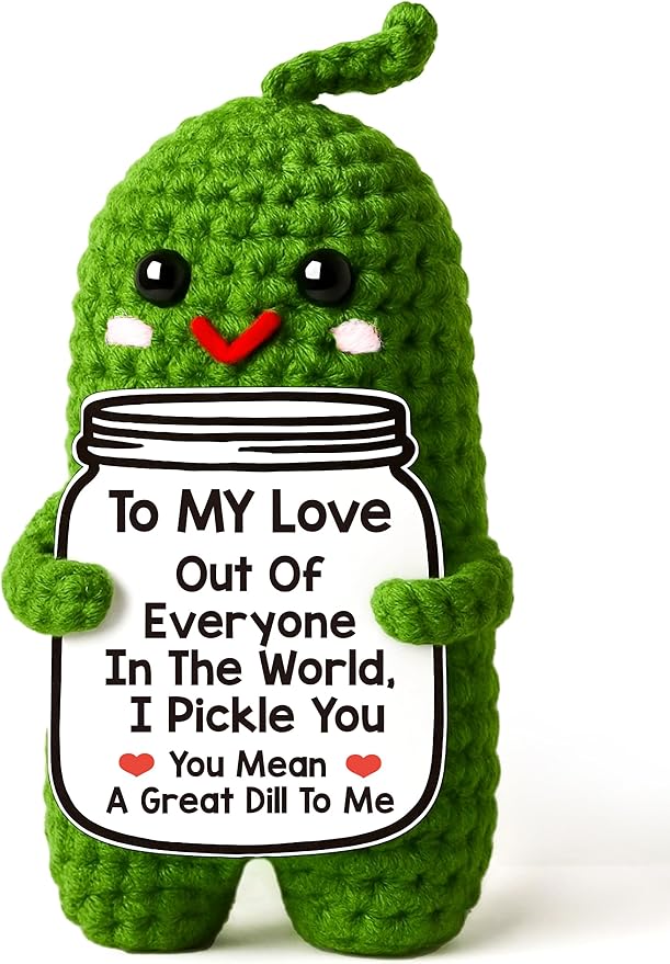 MAMAGIFTREE Gifts for Him Her Boyfriend Girlfriend, Handmade Crochet Pickle to My Love Anniversary Birthday Gifts for Women Men, I Love You Wedding Romantic Gift for Wife Husband Couples