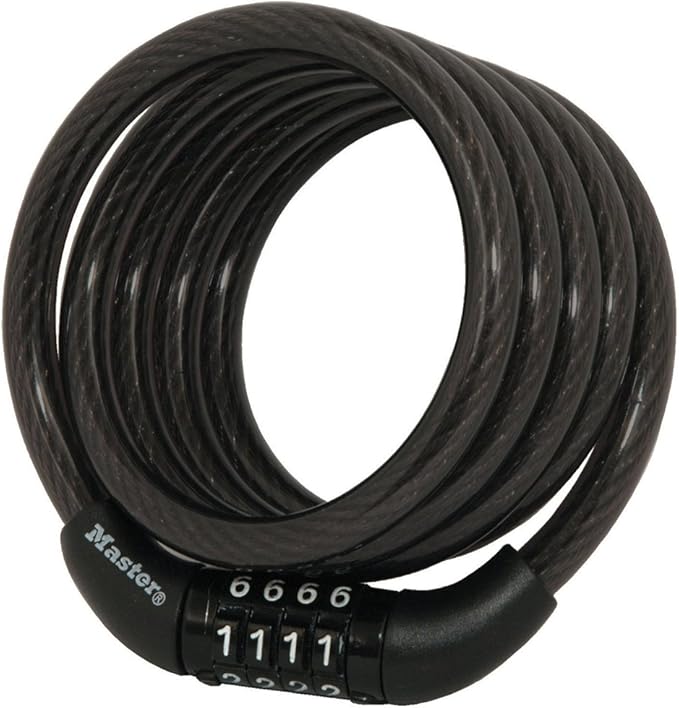 Master Lock Bike Lock Cable with Combination 4ft Black Bicycle Lock with Vinyl Coating 8143D