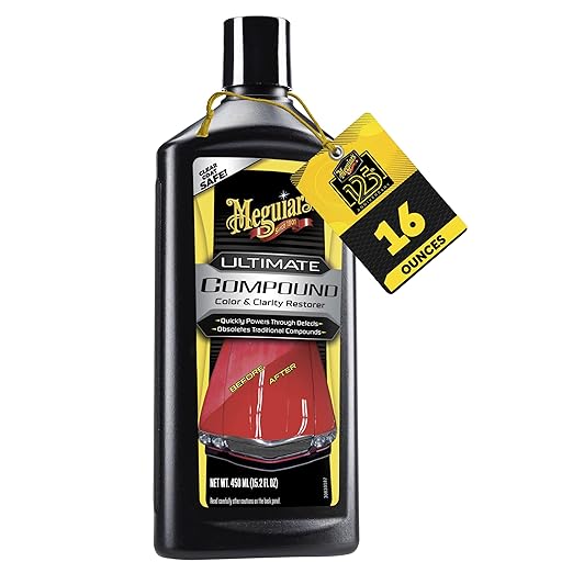 Meguiar's Ultimate Compound - Pro-Grade Car Scratch Remover, Paint Correction Compound that Removes Defects While Adding Gloss and Shine, Single Stage and Clear Coat Scratch Remove, 15.2 Oz